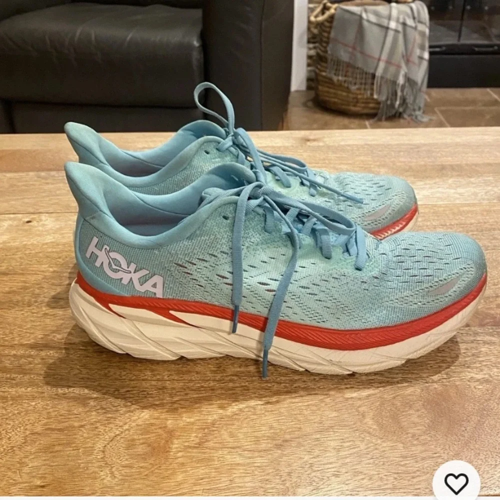 Hoka Women's Aqua and Coral Running Sneakers